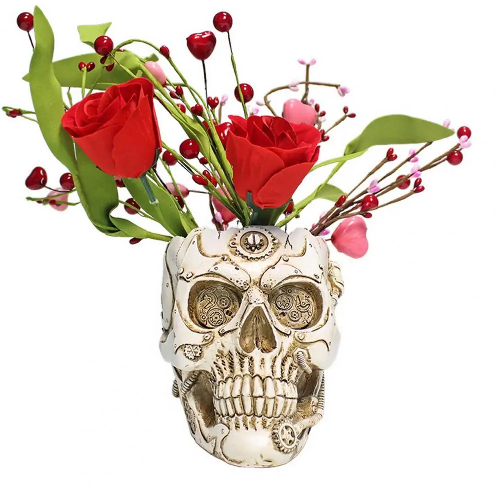 High-quality Resin Skull Pot Skull Flower Pot Candy Bowl Set for Home Office Halloween Decor Hand-painted Resin for Indoor
