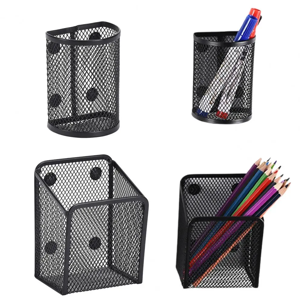 Storage Basket Capacity Black Mesh Pencil Cup Holder for Desk Organization Magnetic Makeup Brush Holder Metal Pen Organizer