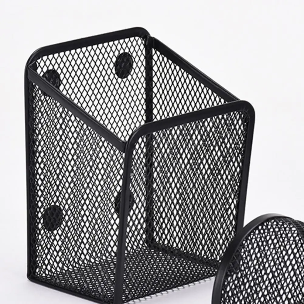 Storage Basket Capacity Black Mesh Pencil Cup Holder for Desk Organization Magnetic Makeup Brush Holder Metal Pen Organizer