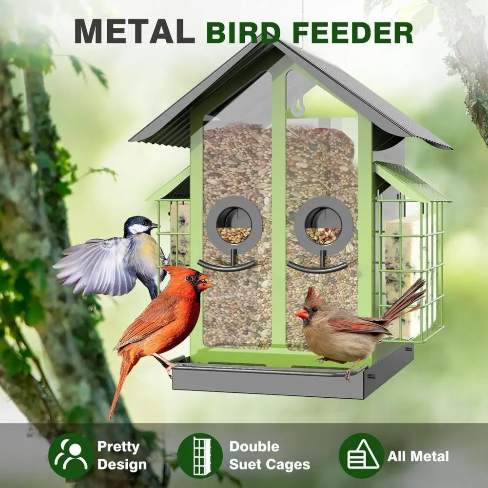 Attract A Variety of S with This Feeder Metal Hanging Feeder with Double Suet Cage for Outdoors Capacity for Cardinals
