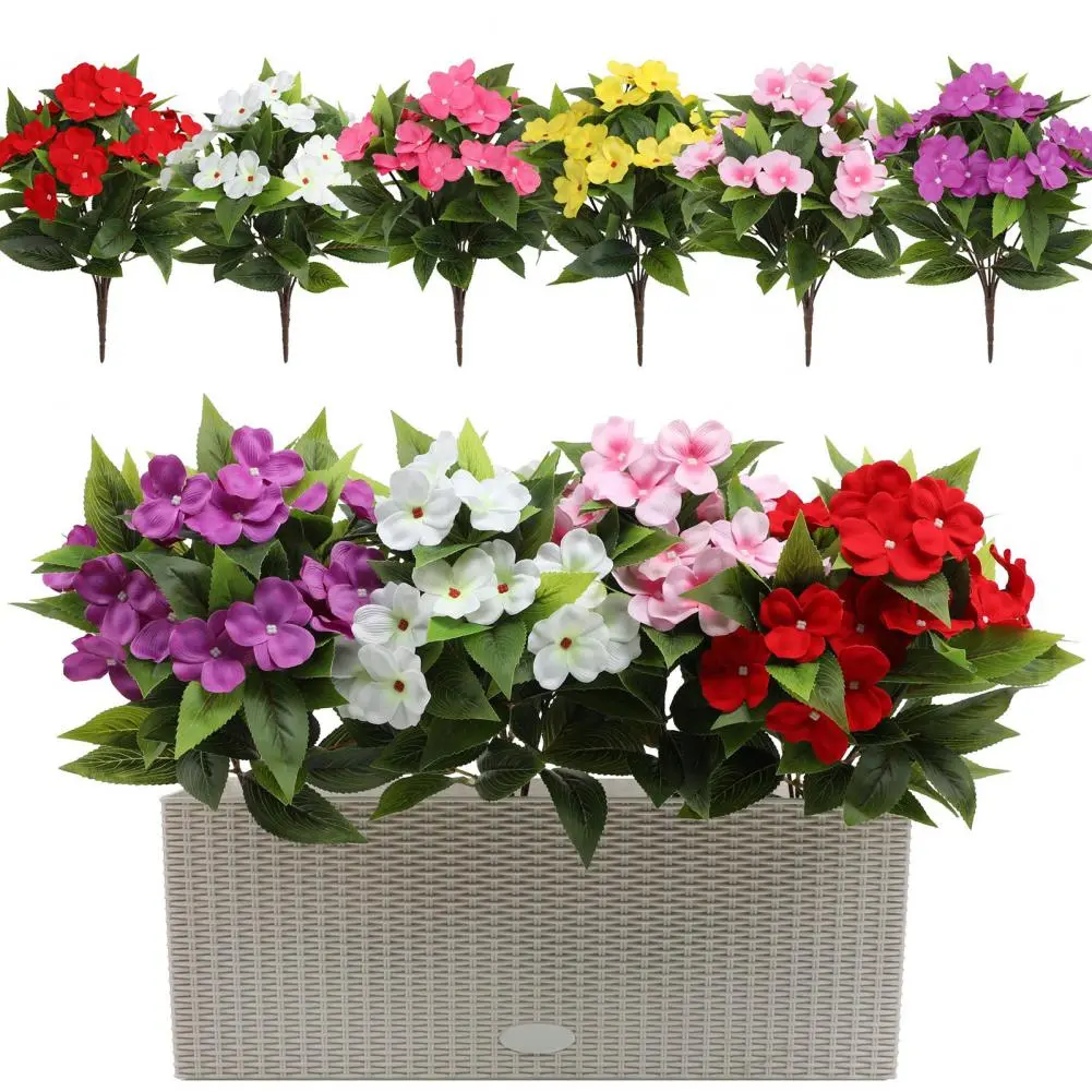 Indoor Artificial Flowers Realistic Artificial Balsam Silk Flowers for Home Office Wedding Party Decor Indoor Outdoor Faux Bloom