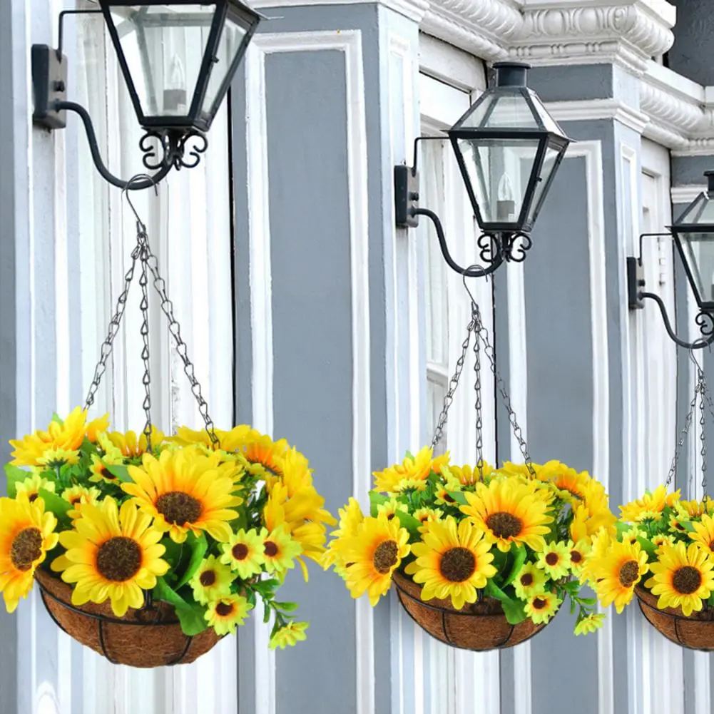 Artificial Plant for Balcony Decor Uv Resistant Artificial Flower Hanging Basket with Chains for Home Garden Patio Decor Fake