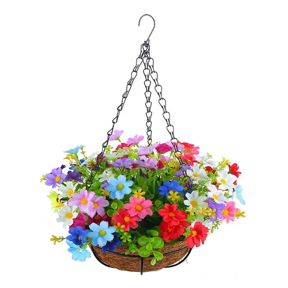 Artificial Plant for Balcony Decor Uv Resistant Artificial Flower Hanging Basket with Chains for Home Garden Patio Decor Fake