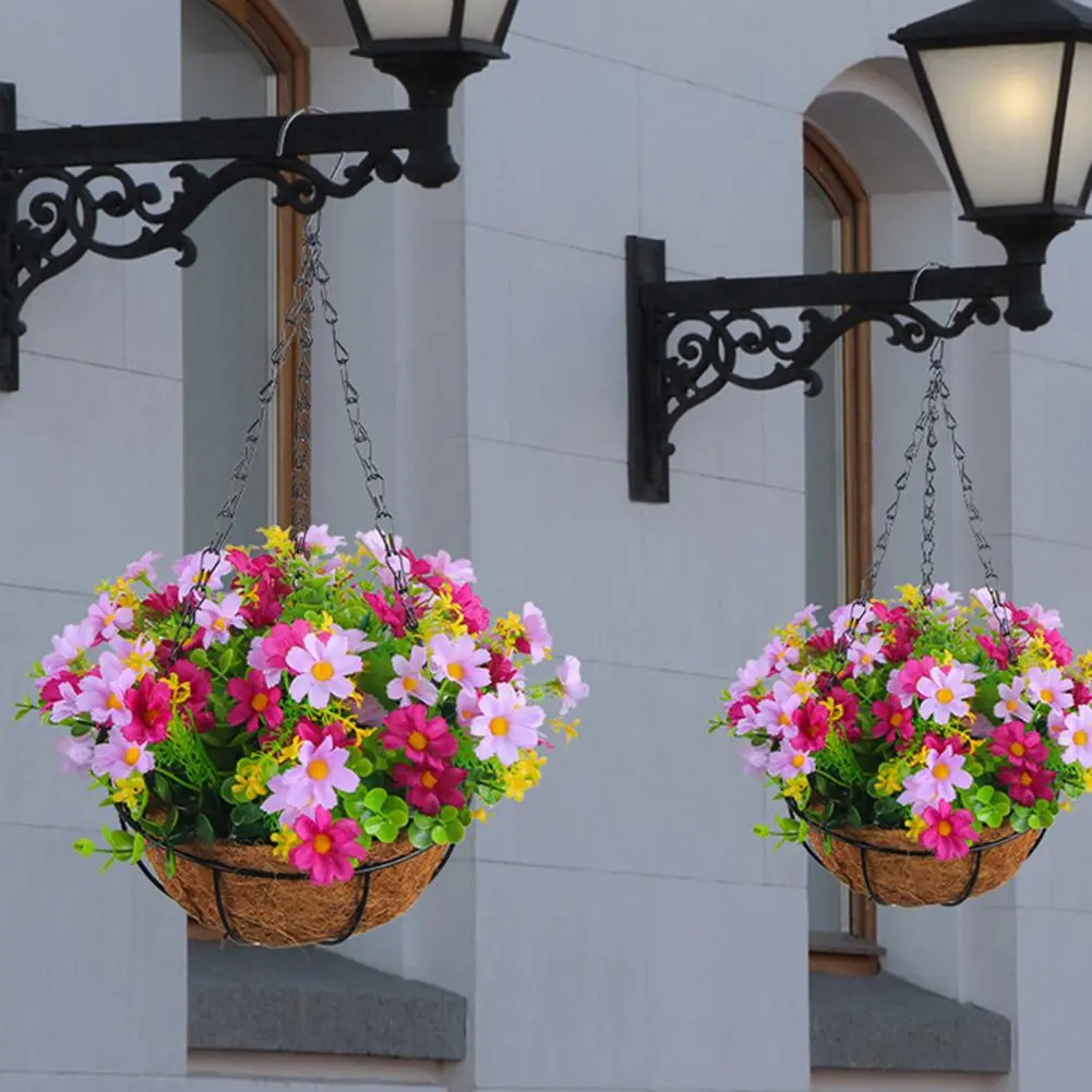 Artificial Plant for Balcony Decor Uv Resistant Artificial Flower Hanging Basket with Chains for Home Garden Patio Decor Fake
