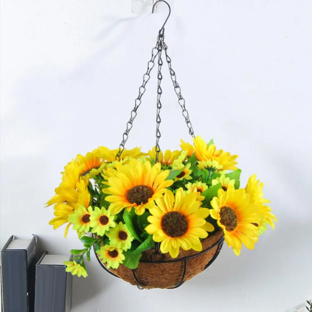 Artificial Plant for Balcony Decor Uv Resistant Artificial Flower Hanging Basket with Chains for Home Garden Patio Decor Fake