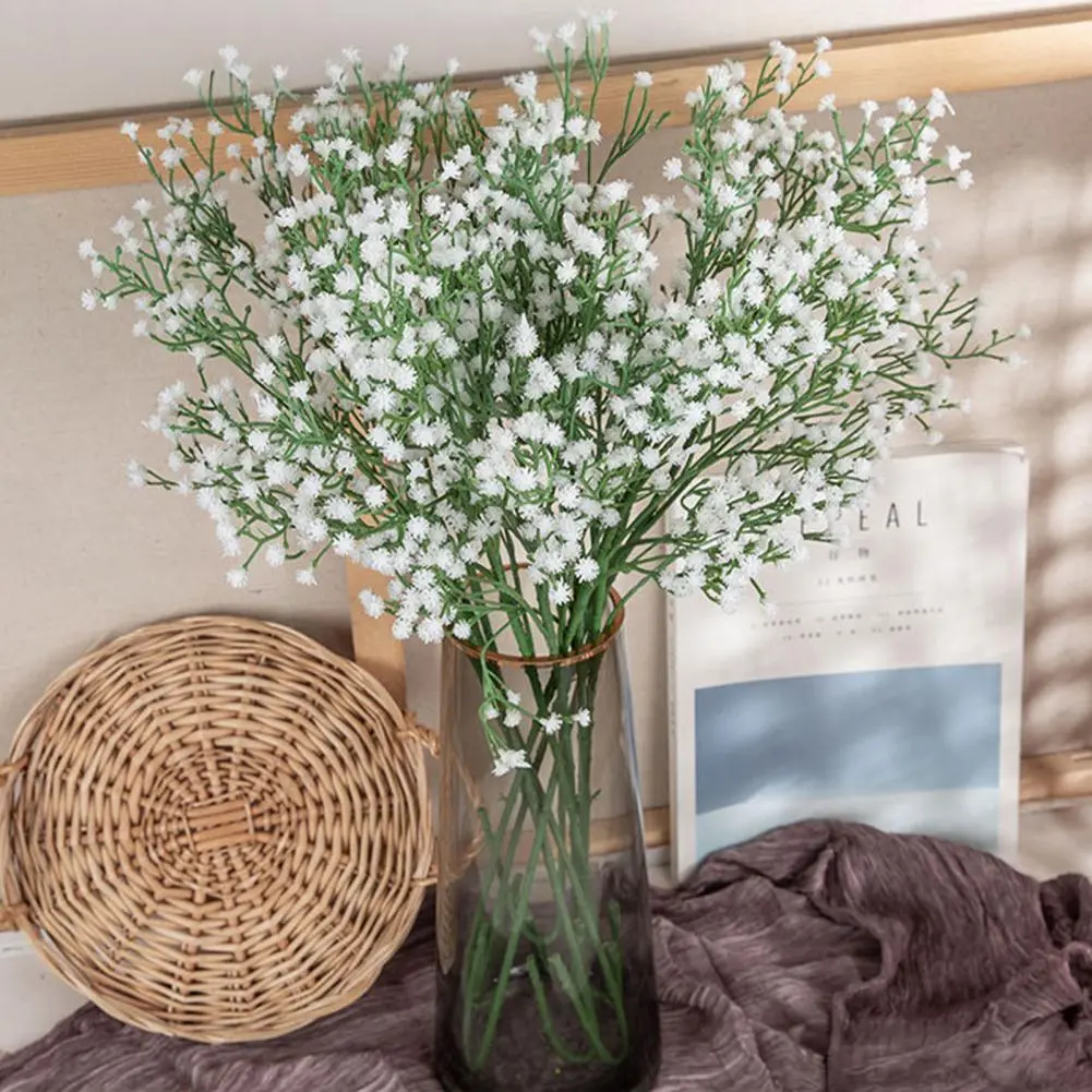 Artificial Bloom Realistic Artificial Babysbreath Flowers for Home Office Decor Set of 6/10 Faux Plastic Blooms for Wedding