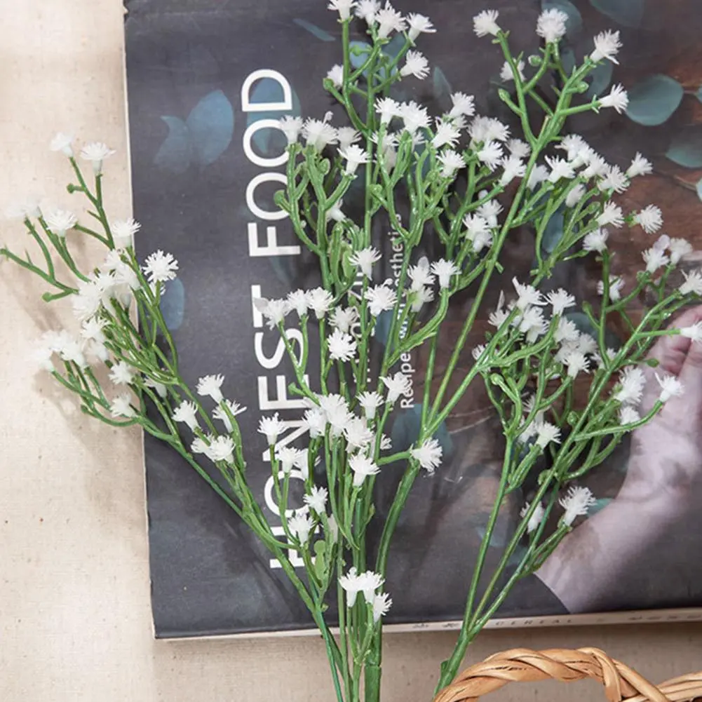 Artificial Bloom Realistic Artificial Babysbreath Flowers for Home Office Decor Set of 6/10 Faux Plastic Blooms for Wedding