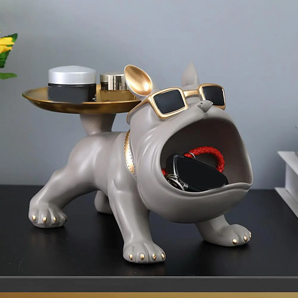 Animal-themed Storage Tray Adorable Cartoon Puppy Key Storage Tray Resin Dog Figurine Jewelry Box Desktop for Trinkets