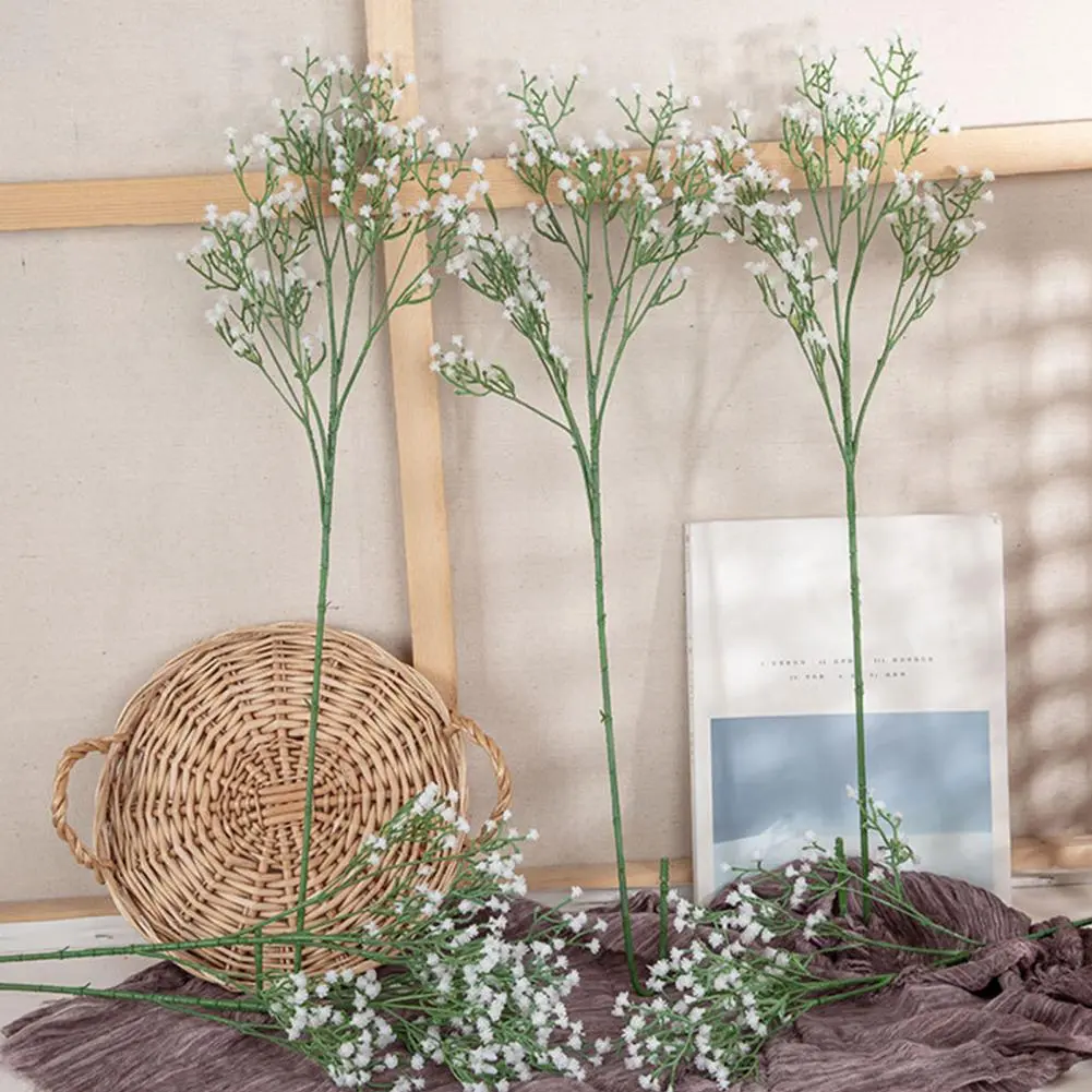 Artificial Bloom Realistic Artificial Babysbreath Flowers for Home Office Decor Set of 6/10 Faux Plastic Blooms for Wedding