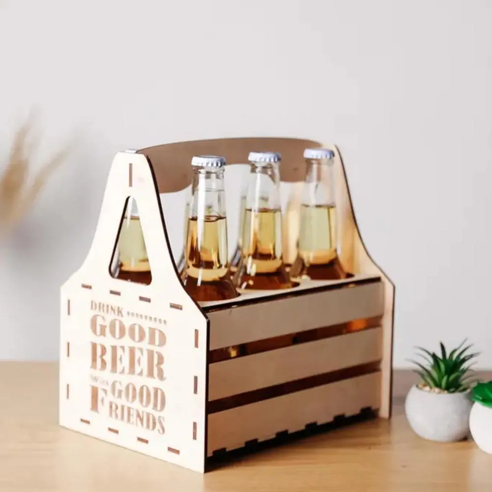 Poker Night Beer Caddy Vintage Style Wooden Beer Caddy for Byob Parties Bbqs Handcrafted Bottle Holder Tote for Easy Travel