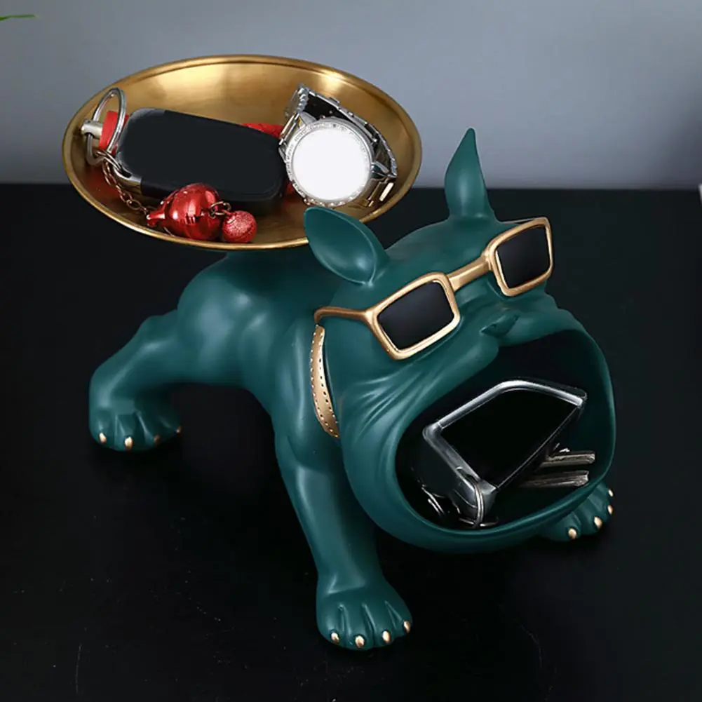 Animal-themed Storage Tray Adorable Cartoon Puppy Key Storage Tray Resin Dog Figurine Jewelry Box Desktop for Trinkets