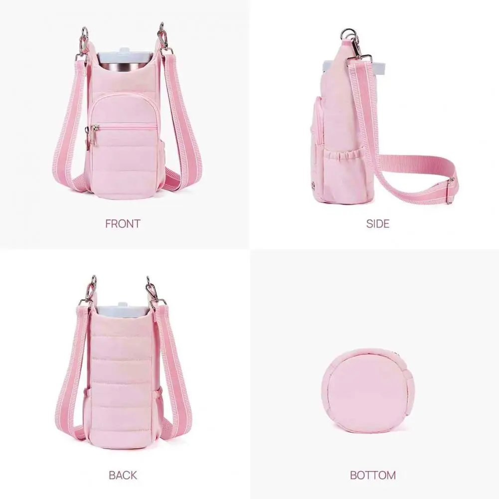 Waterproof Women Water Bottle Bag Quilted Crossbody Water Bottle Bag for Women with Pockets Soft Padded for Outdoor for Camping