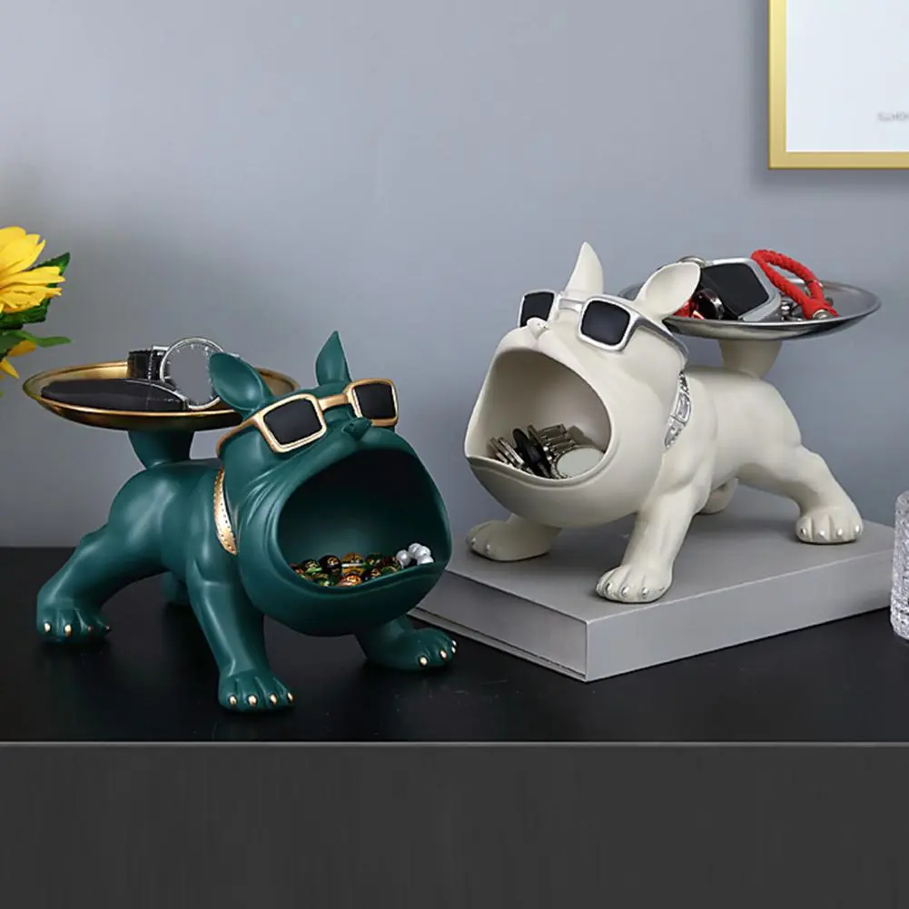 Animal-themed Storage Tray Adorable Cartoon Puppy Key Storage Tray Resin Dog Figurine Jewelry Box Desktop for Trinkets