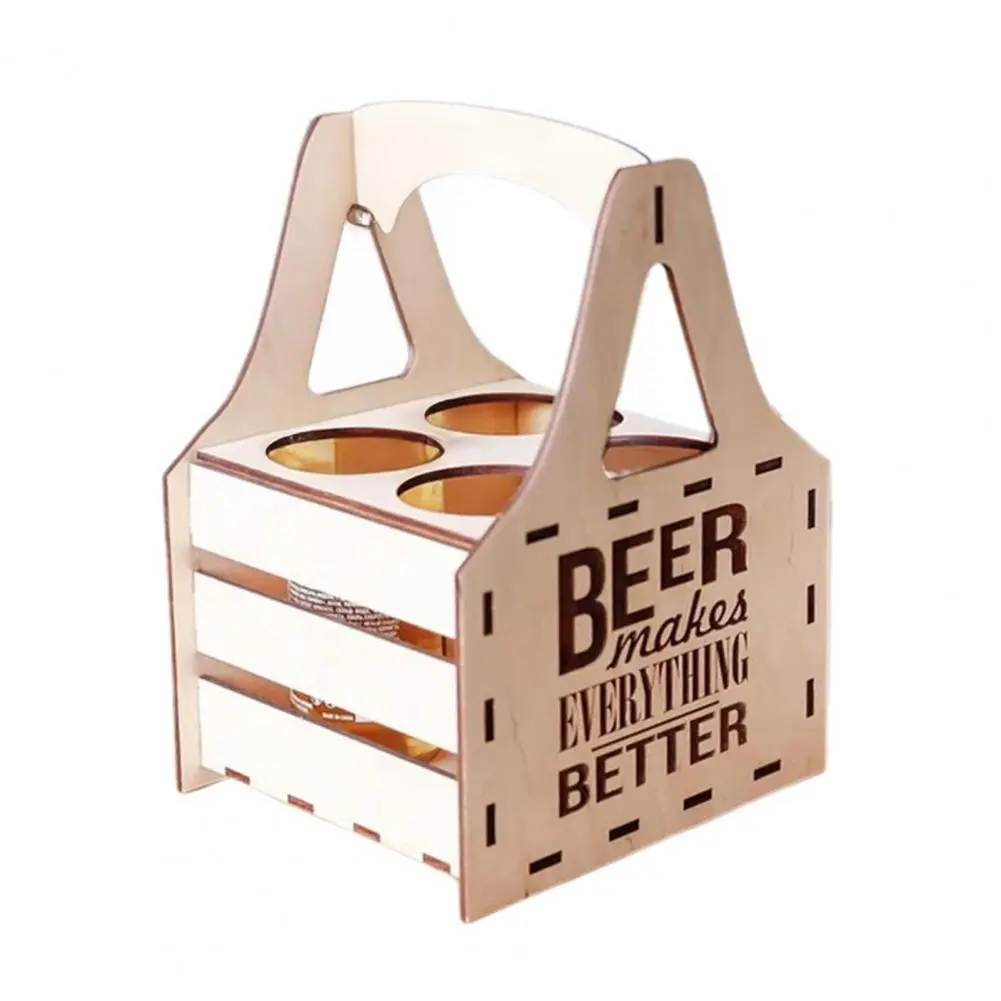 Poker Night Beer Caddy Vintage Style Wooden Beer Caddy for Byob Parties Bbqs Handcrafted Bottle Holder Tote for Easy Travel