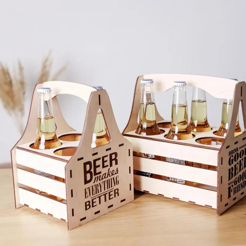 Poker Night Beer Caddy Vintage Style Wooden Beer Caddy for Byob Parties Bbqs Handcrafted Bottle Holder Tote for Easy Travel