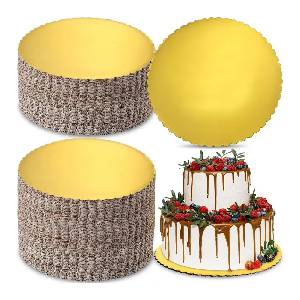 Oil-resistant Cake Board Elegant Gold Cake Boards for Wedding Birthday Parties Set of 10 Round Scalloped Edges Greaseproof