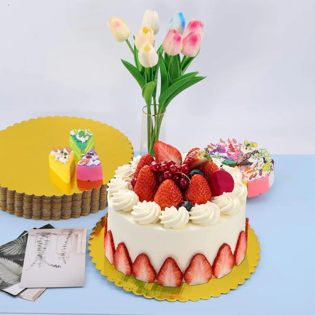 Oil-resistant Cake Board Elegant Gold Cake Boards for Wedding Birthday Parties Set of 10 Round Scalloped Edges Greaseproof