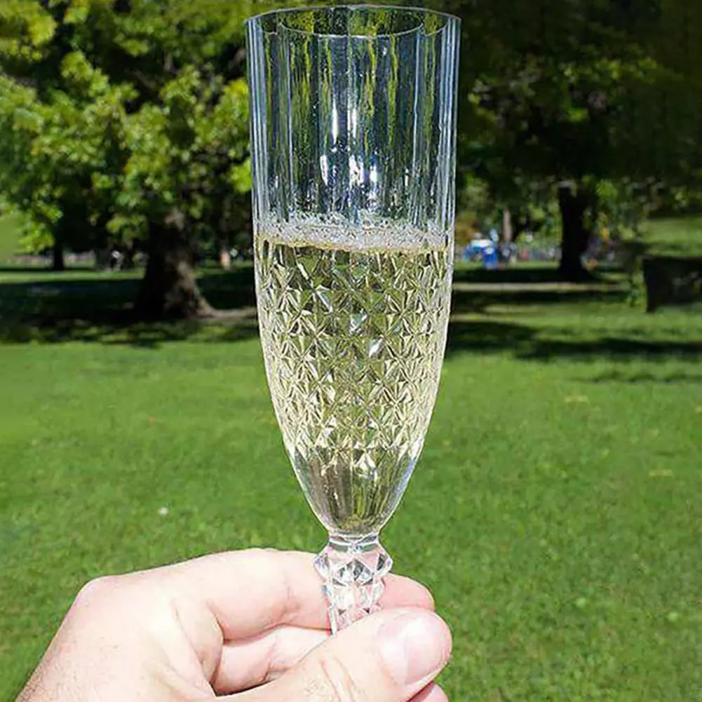 Transparent Plastic Wine Glasses Elegant Shatterproof Plastic Champagne Flutes for Weddings Parties for Toasting for Bachelor