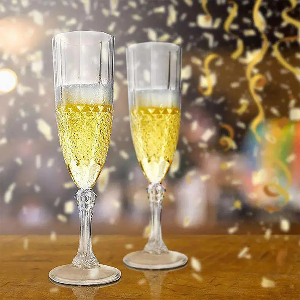 Transparent Plastic Wine Glasses Elegant Shatterproof Plastic Champagne Flutes for Weddings Parties for Toasting for Bachelor