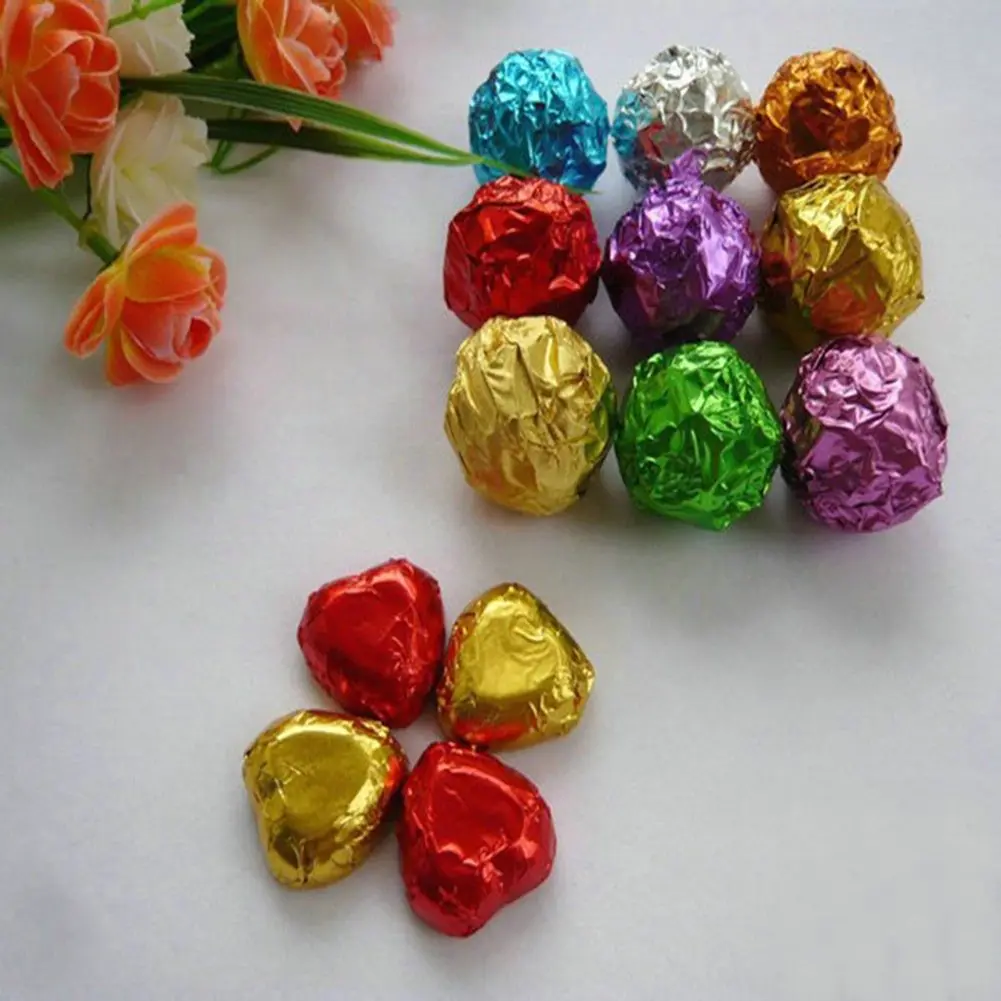 Paper 100Pcs 8cm Aluminum Foils Chocolate Candy Wrapping Food Packaging Decor
