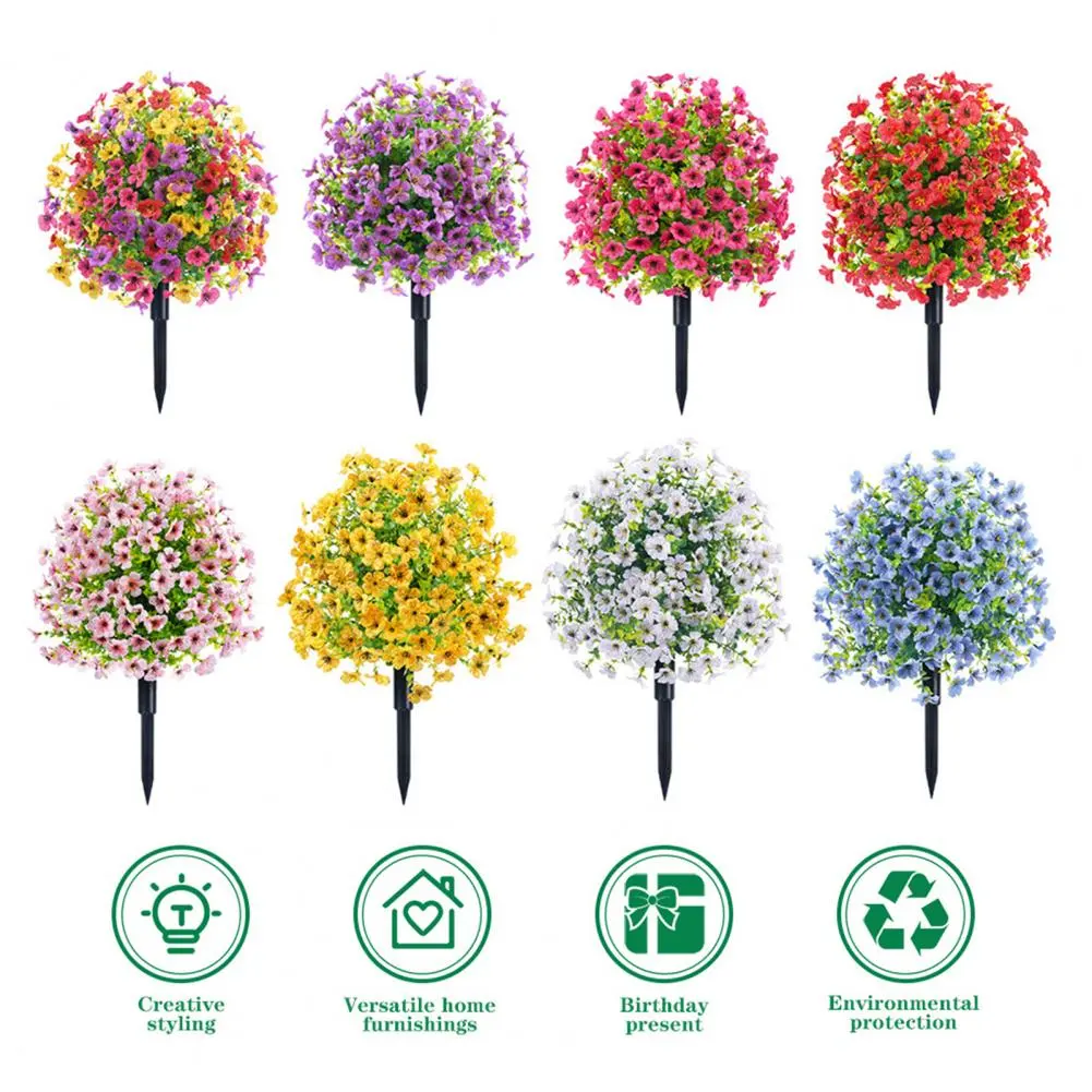 Waterproof Artificial Plants for Garden Realistic Artificial Violets Plant Yard Decor Set of 2 Green for Outdoor for Garden