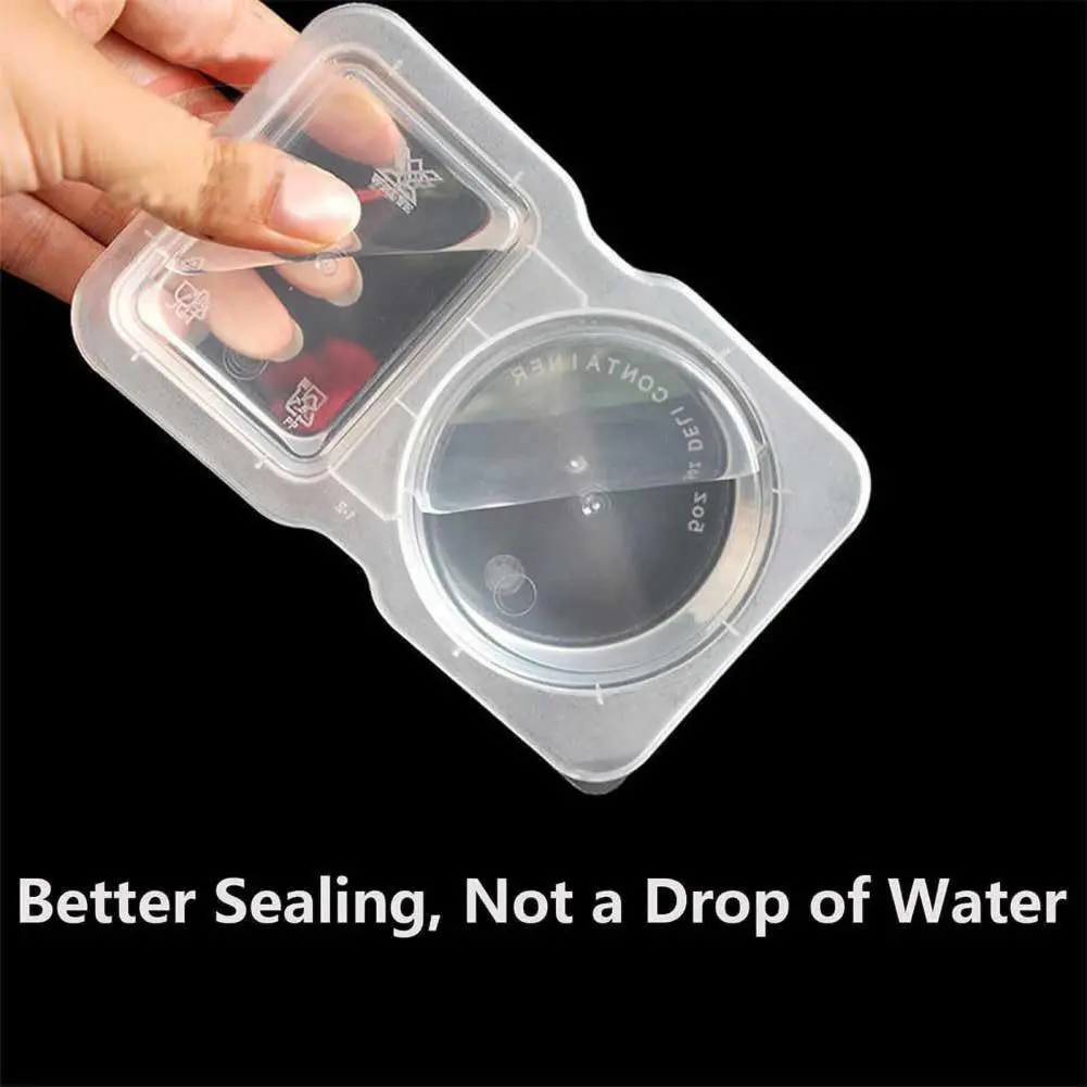 Seasoning Box Leakproof Double Compartment Condiment Container with Lids Spoon 50pcs Spoons Reusable for Kitchen for School