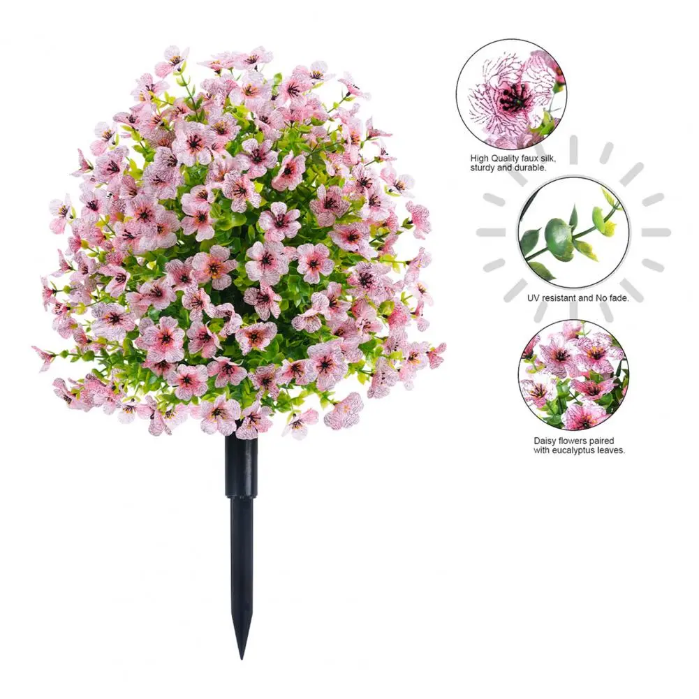 Waterproof Artificial Plants for Garden Realistic Artificial Violets Plant Yard Decor Set of 2 Green for Outdoor for Garden