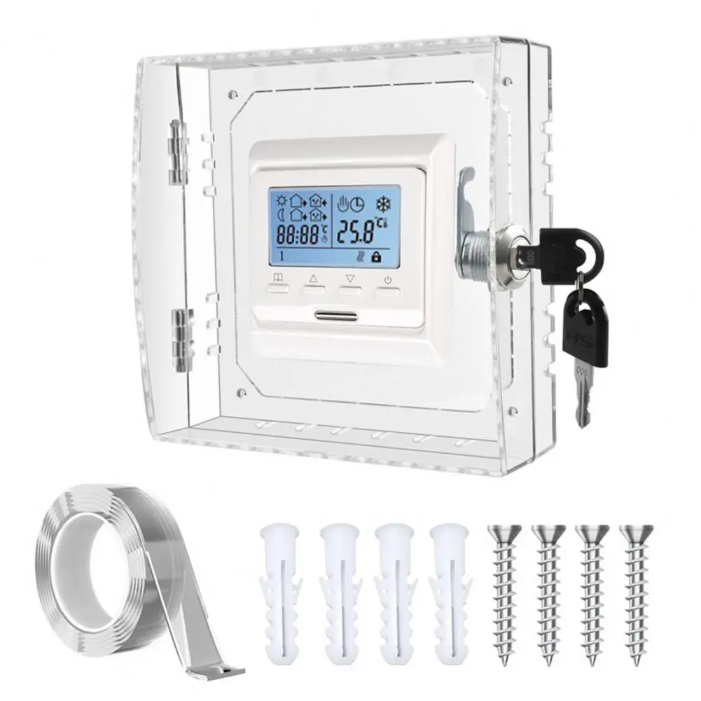 Thermostat Case Universal Transparent Thermostat Lock Box Cover with Key Easy Installation Ac Lock Box Cover for Protection