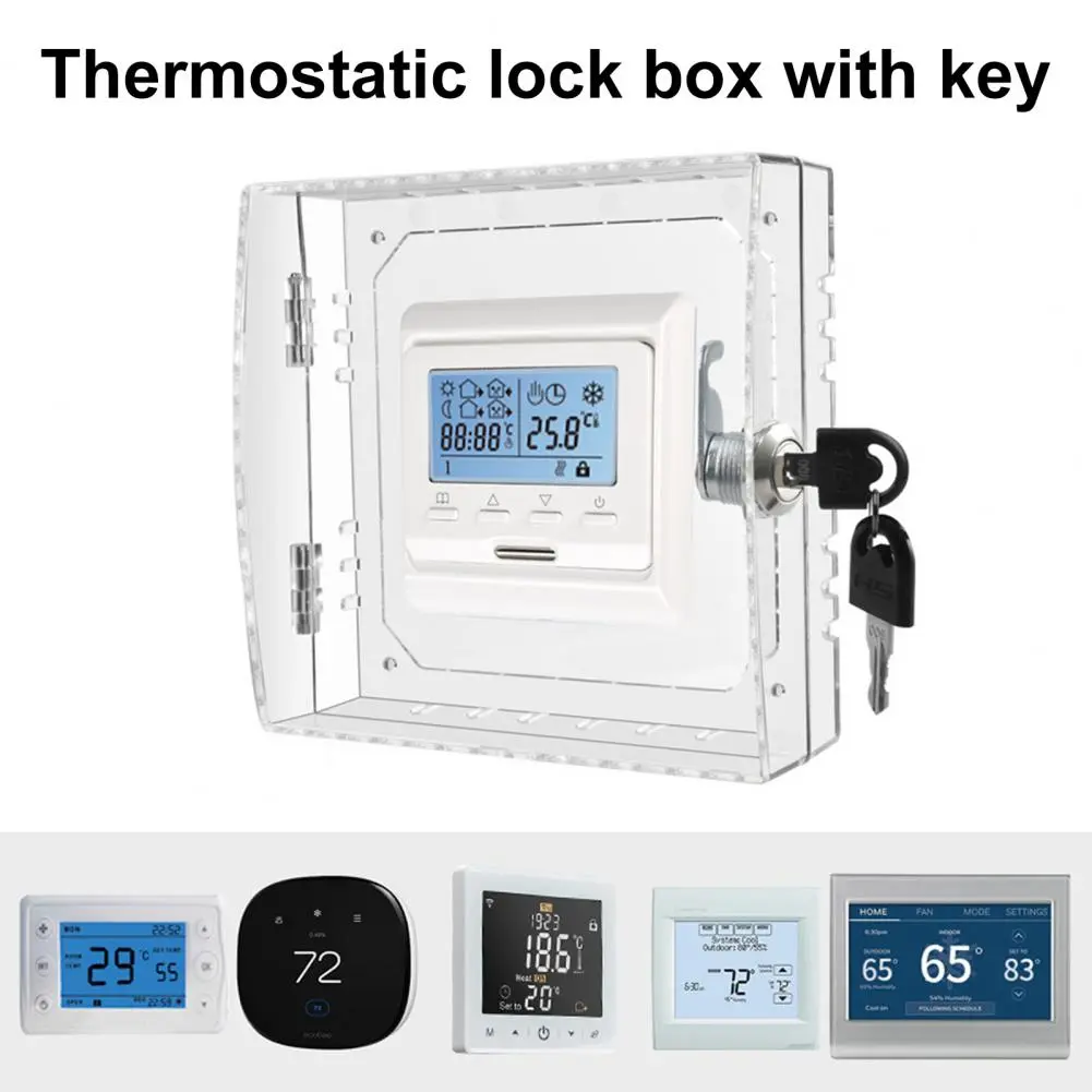 Thermostat Case Universal Transparent Thermostat Lock Box Cover with Key Easy Installation Ac Lock Box Cover for Protection