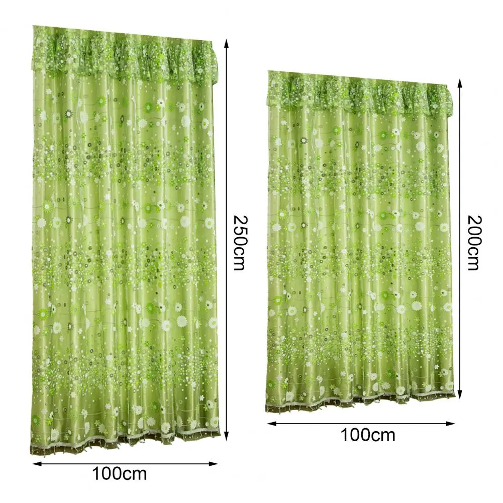 Sheer Curtain 2 Colors Double-layer Printed Tulle Drape Curtain Beautiful Comfortable Window Drape for Living Room