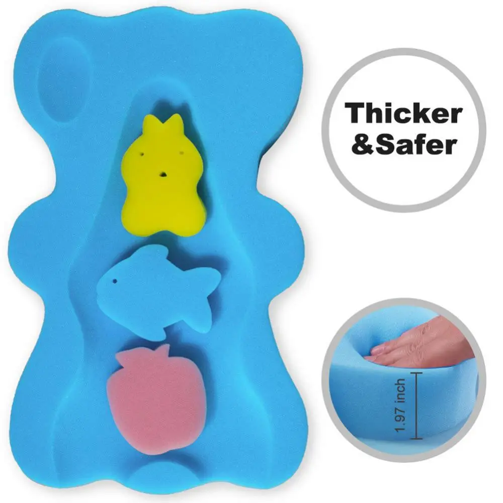 New Baby Shower Portable Air Ultra-soft Baby Bathing Sponge Mat Anti-slip Pad Infant Newborn Washing Cushion Safety Bath Seat
