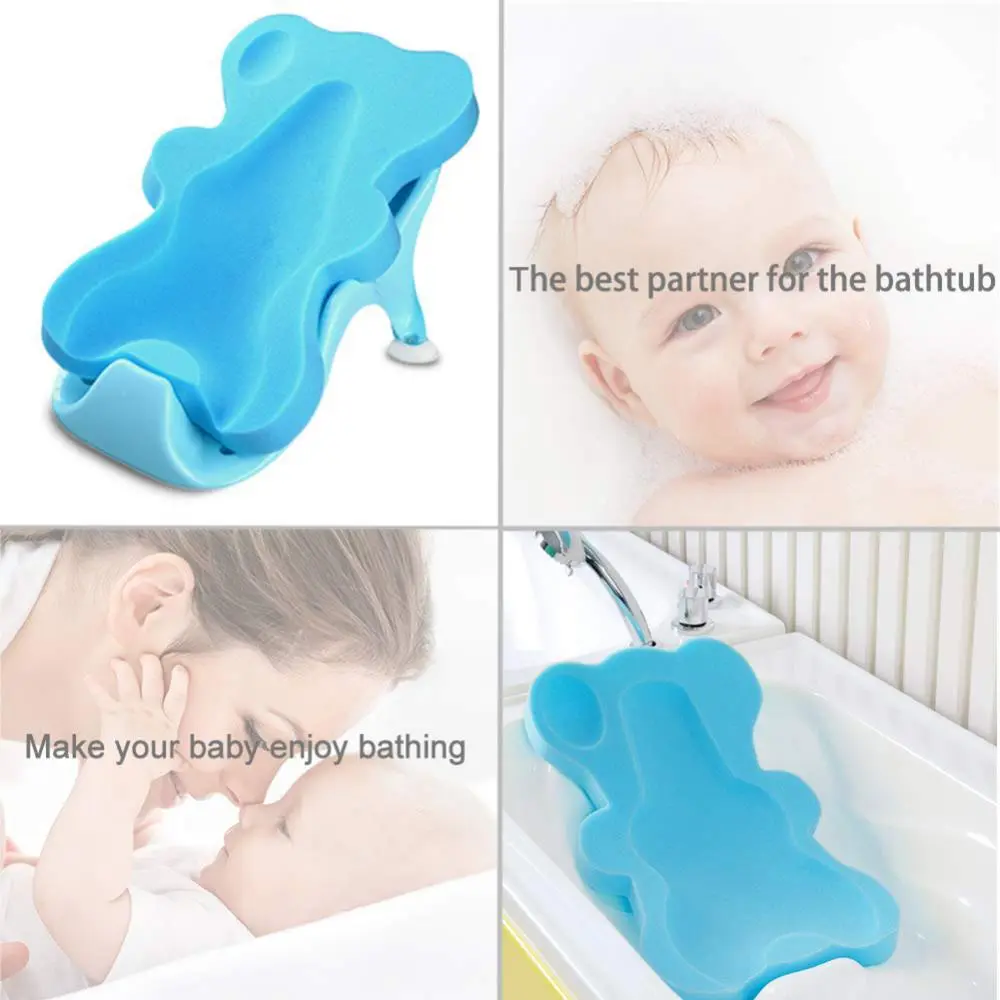 New Baby Shower Portable Air Ultra-soft Baby Bathing Sponge Mat Anti-slip Pad Infant Newborn Washing Cushion Safety Bath Seat