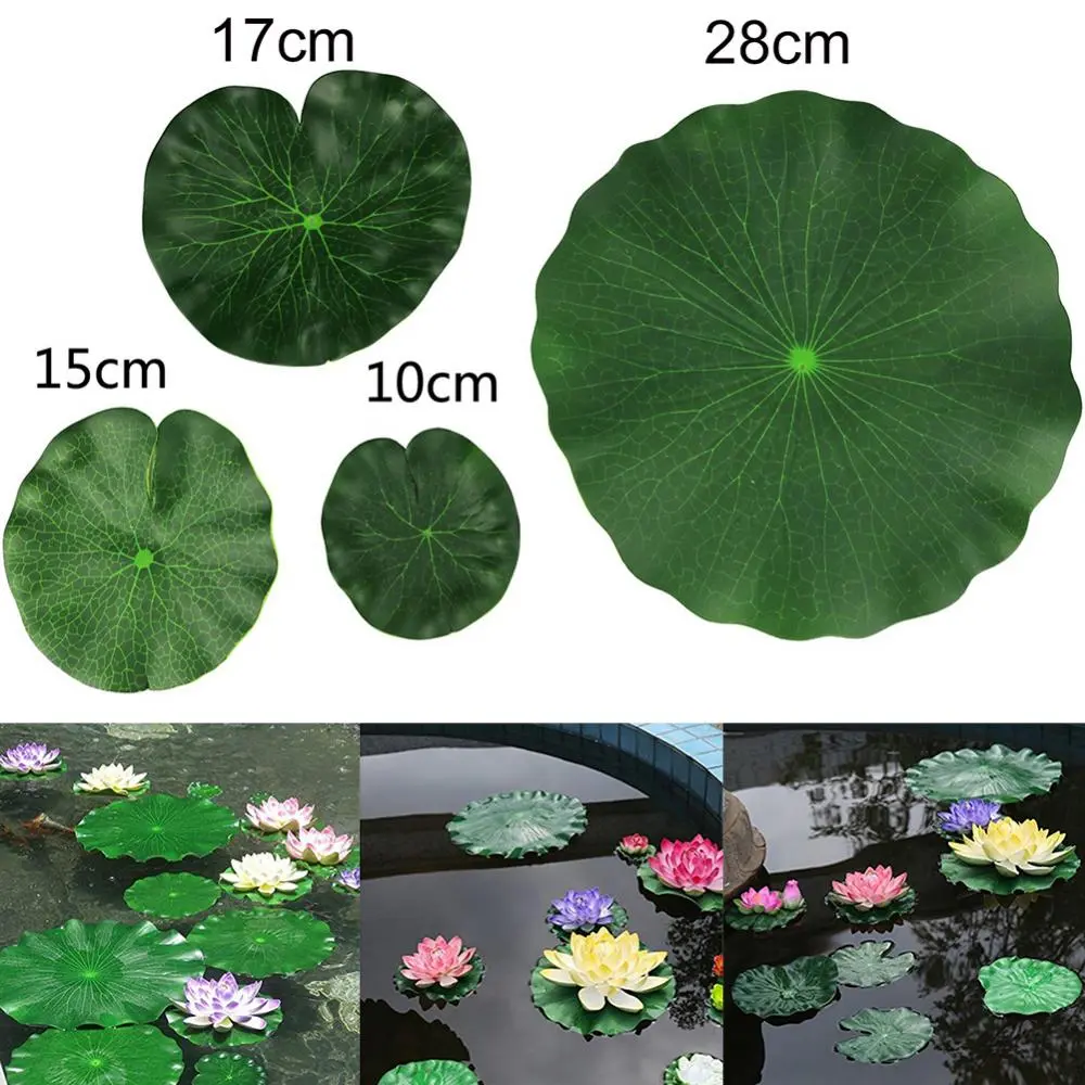 2Pcs Artificial Floating Lotus Leaves Fake Foliage Plant Garden Pond Pool Christmas/Halloween Decoration Artificial Flowers