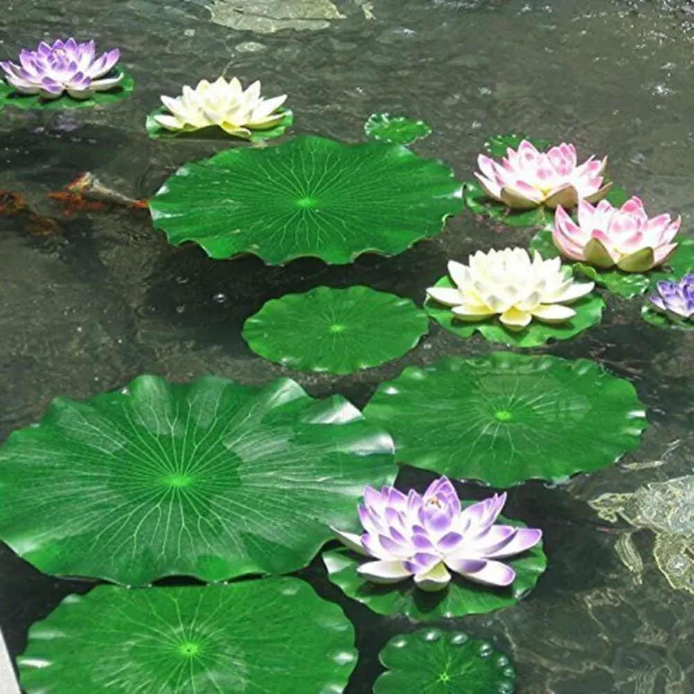 2Pcs Artificial Floating Lotus Leaves Fake Foliage Plant Garden Pond Pool Christmas/Halloween Decoration Artificial Flowers