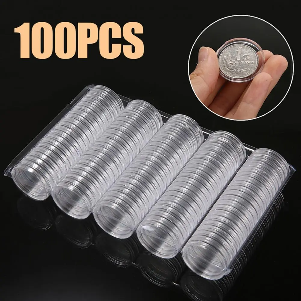 Coin Holder Coin Capsules 27mm Storage 100pcs Coins Case Box Container for 2 Euro Container Organizer Coin Collect