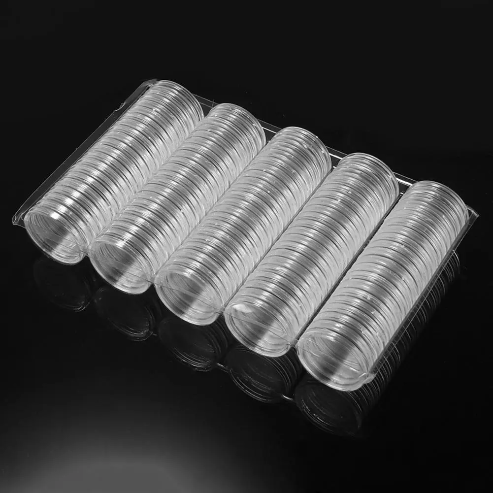 Coin Holder Coin Capsules 27mm Storage 100pcs Coins Case Box Container for 2 Euro Container Organizer Coin Collect