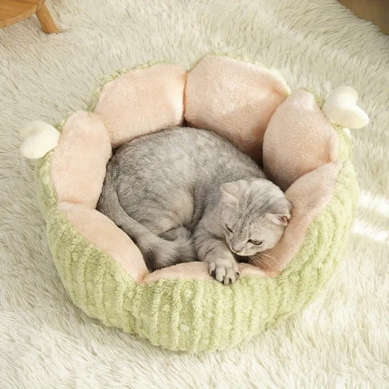 Cats Bed Plush Houses Warm Beds Winter Dog Mat Habitats All Pet Supplies House Accessories Basket Puppy Products Kitten Goods