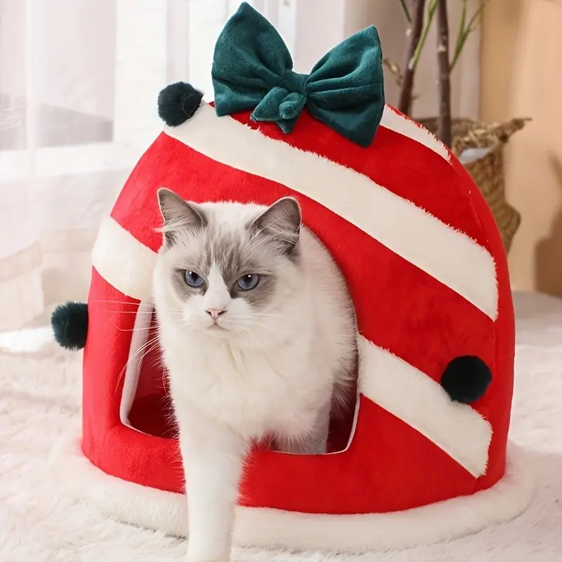 Bed Cats for Winter Christmas Cushions Warm Beds Accessories Pet Supplies Houses House Kitten Habitats Basket Goods Products