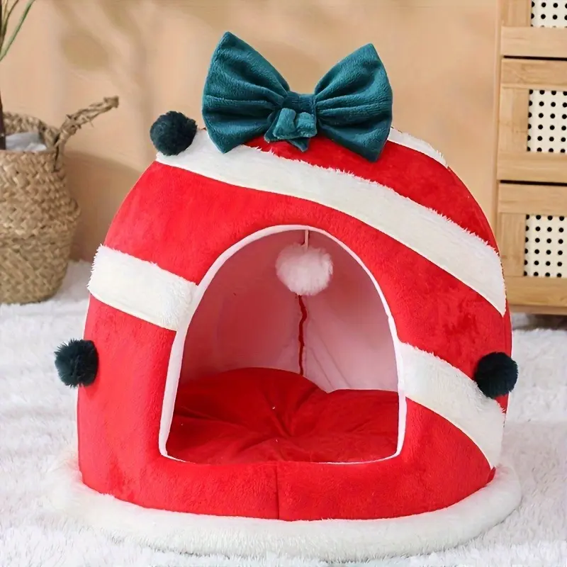 Bed Cats for Winter Christmas Cushions Warm Beds Accessories Pet Supplies Houses House Kitten Habitats Basket Goods Products