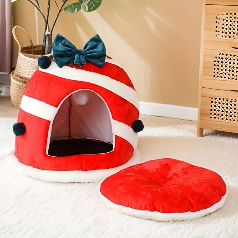 Bed Cats for Winter Christmas Cushions Warm Beds Accessories Pet Supplies Houses House Kitten Habitats Basket Goods Products