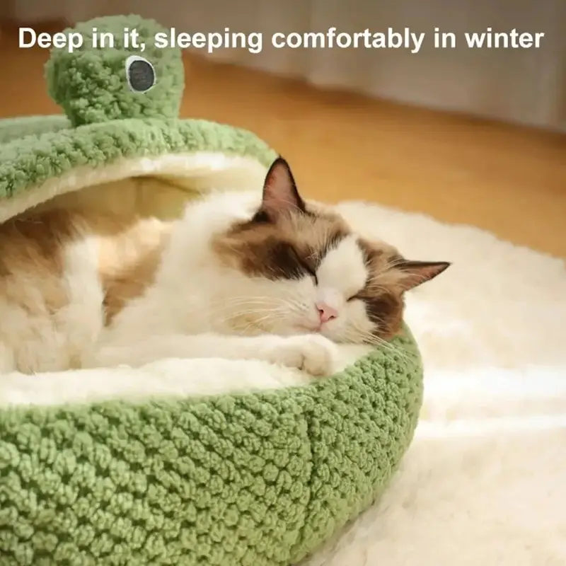 Beds Cats Warm Bed Fluffy Cushions for Winter Houses Plush Goods Pet Supplies House Kitten Basket Puppy Accessories Habitats Dog