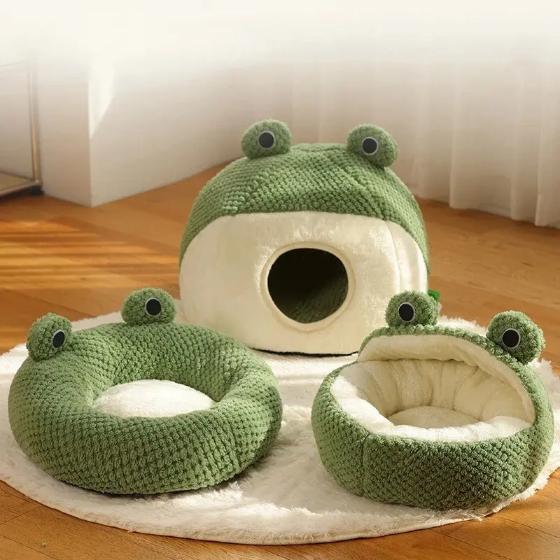 Beds Cats Warm Bed Fluffy Cushions for Winter Houses Plush Goods Pet Supplies House Kitten Basket Puppy Accessories Habitats Dog