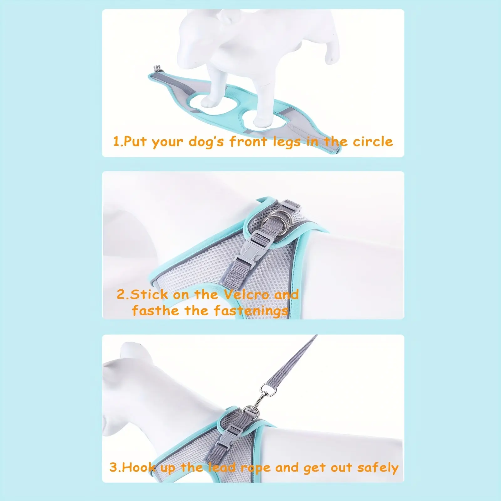 Dog Harness Small Dogs Breast-band Pet Accessories Leash Reflective Soft Mesh Dog Harness for Small and Medium Breeds