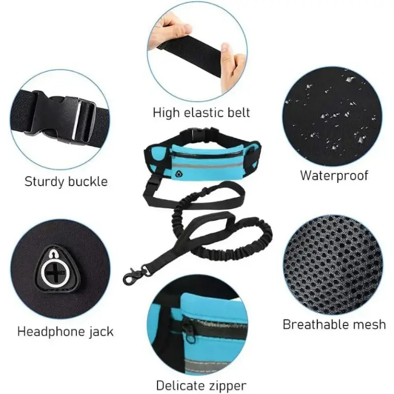 Sports Waist Bag Dog Walking Leash Outdoor Dog Walking Reflective Telescopic Leash Dog Explosion-proof Running Leash
