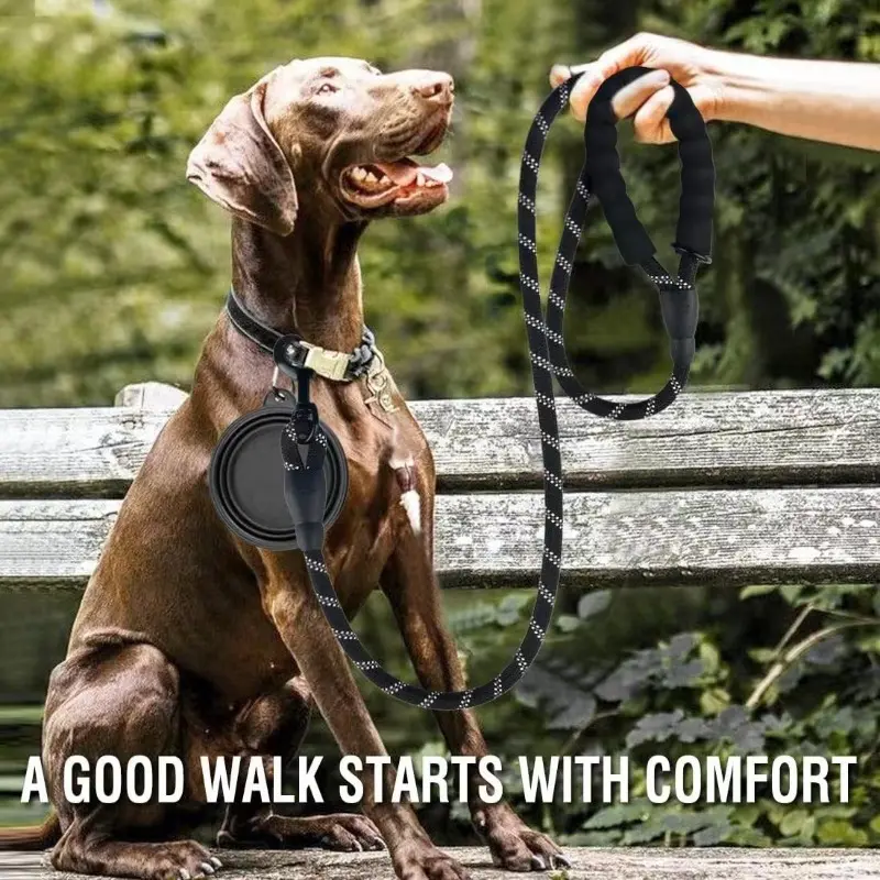 Reflective Dog Leash With Comfortable Padded Handle - Double Heavy Duty Traction Rope For Strong Dogs - Enhance Safety And Contr
