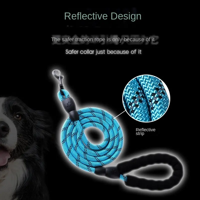 Reflective Dog Leash With Comfortable Padded Handle - Double Heavy Duty Traction Rope For Strong Dogs - Enhance Safety And Contr