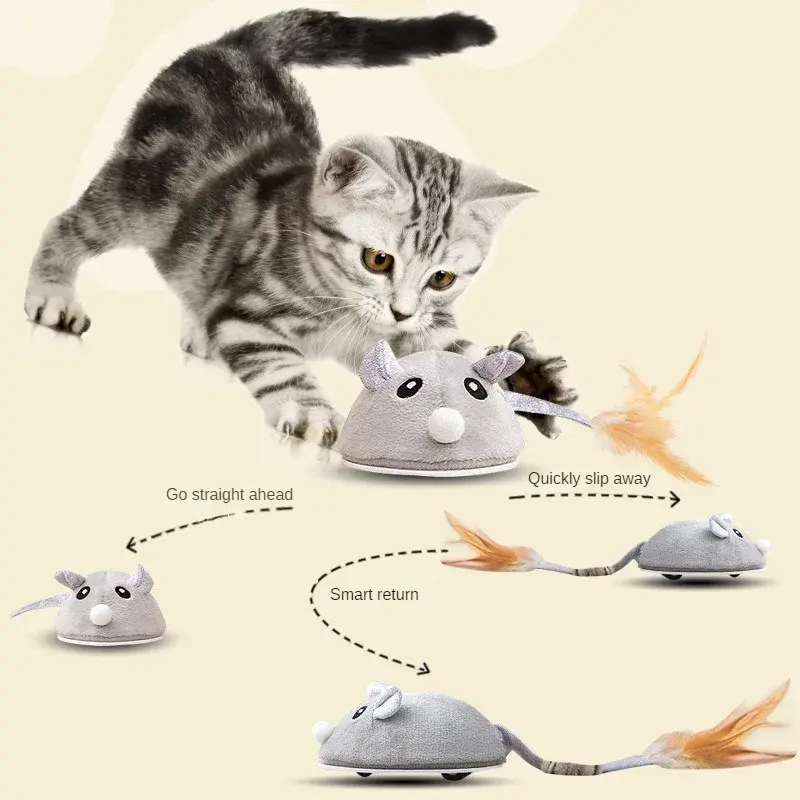 Smart Running Mouse Cat Toy Simulation Mice Kitten Self-Playing Plush Toys Interactive Random Moving Electric Cat Teaser Toys