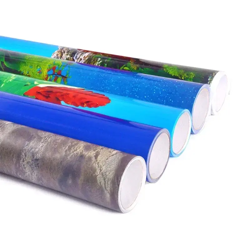 PVC Double Side Aquarium Poster Background Decoration Ocean Secen Aquatic Background Poster For Fish Tank Wall 30/40/50cm Height