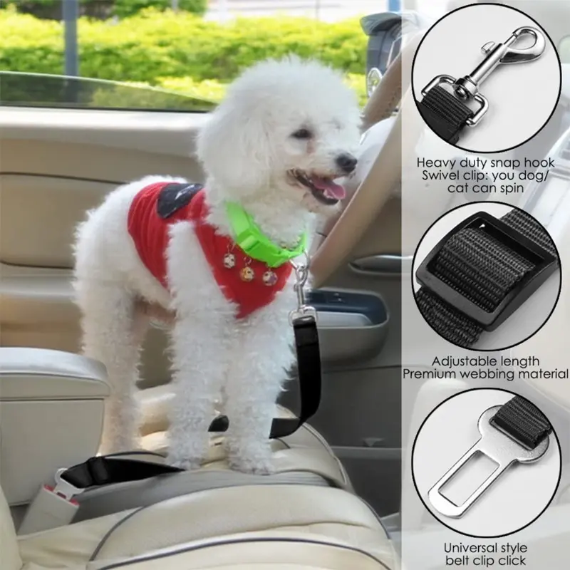 Dog Car Seat Belt Safety Protector Travel Pets Accessories Dog Leash Collar Breakaway Solid Car Harness Pet Car Seat Belts