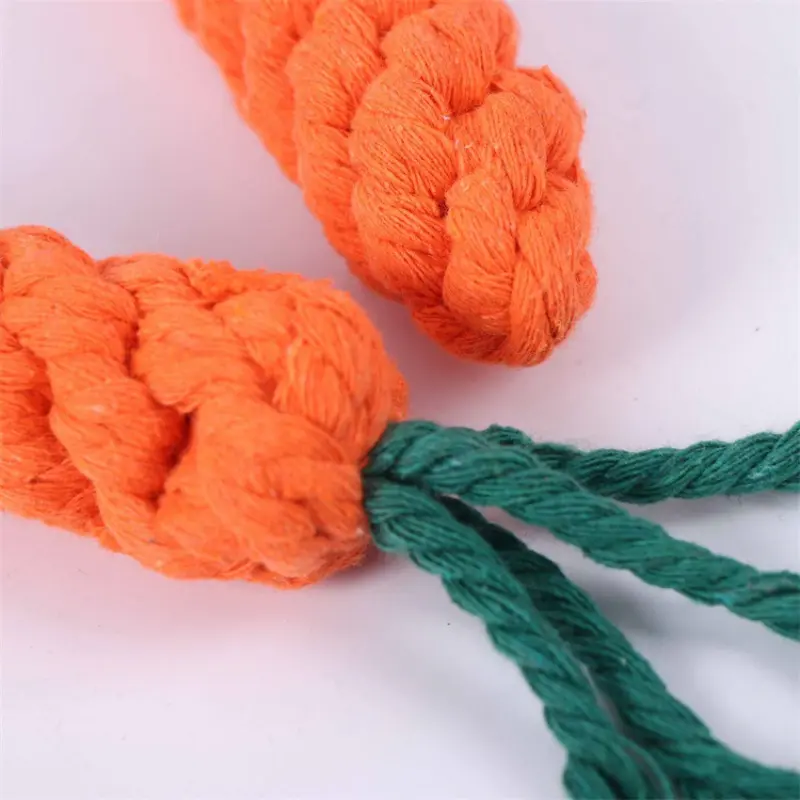 1Pcs Carrot Dog Bite Rope Pet Dog Toys Safe Durable Braided Bite Dog Chew Toys Resistant Puppy Molar Cleaning Teeth Cotton Rope